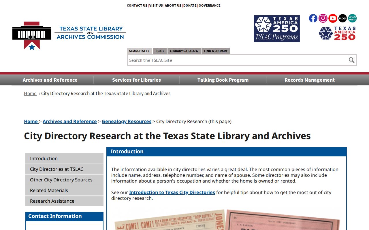 Pearland city directory research through the Texas State Library city-directory guide