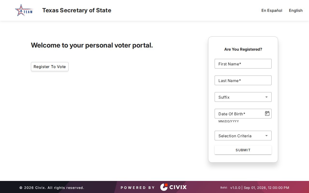 Pearland residents directory Texas My Voter Portal lookup fields