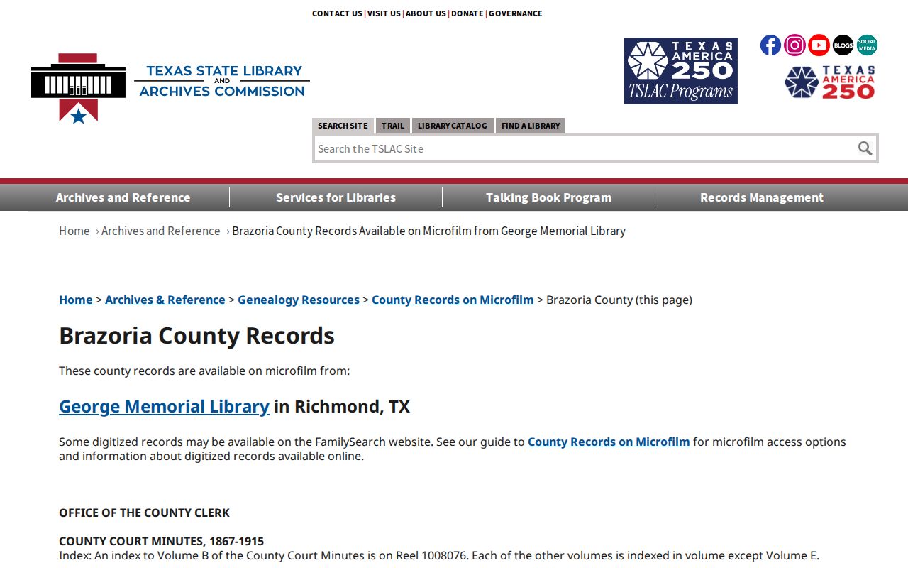 Pearland previous residents research using the Brazoria County microfilm inventory