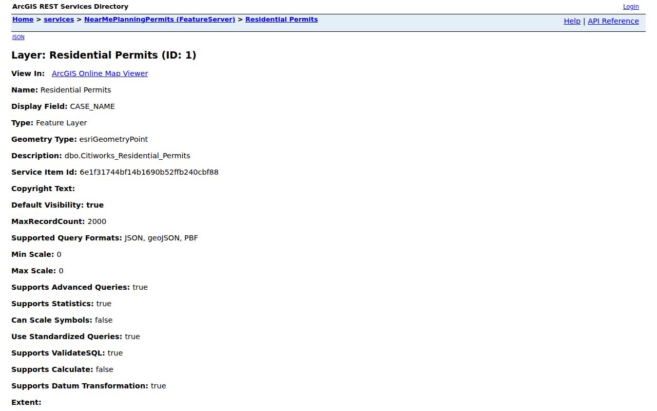 Pearland street directory address-keyed permit records layer